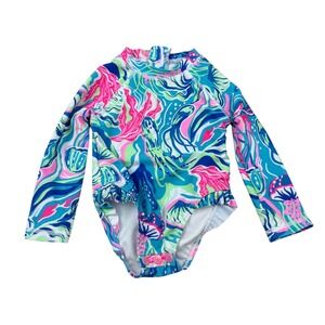 Tommy Bahama Long Sleeve Rash Guard Swimsuit One Piece Toddler Girls 12mos